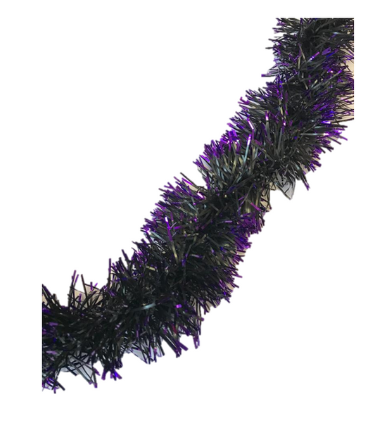 Christmas Tree Tinsel Garland Black with Silver or Purple 1.8M Assorted Colours 6367 (Large Letter Rate)