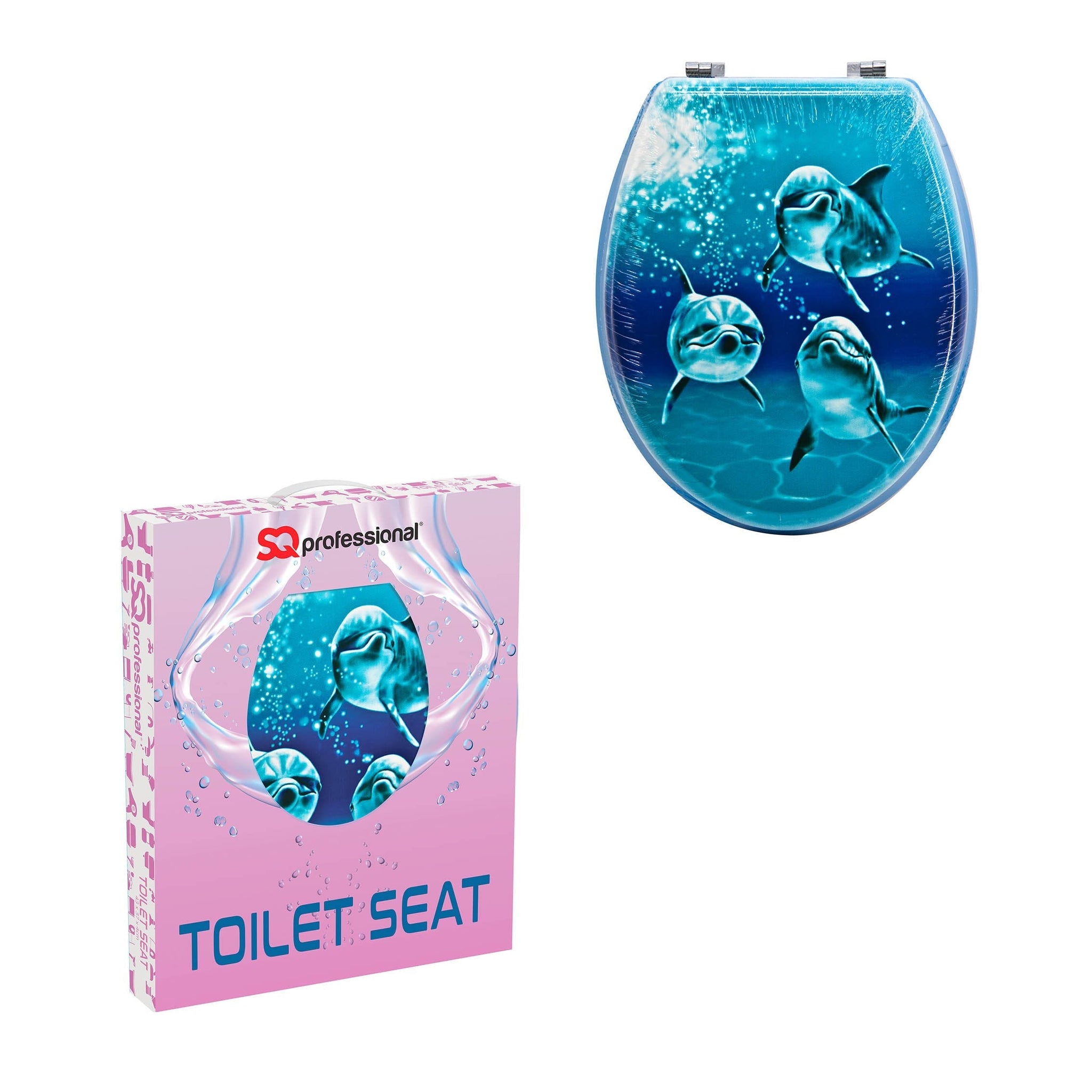 Toilet Seat Aquatic Dolphin Trio Sitting Toilet Seat (W) 36mm x (L) 43cm 6465 A (Parce Rate)