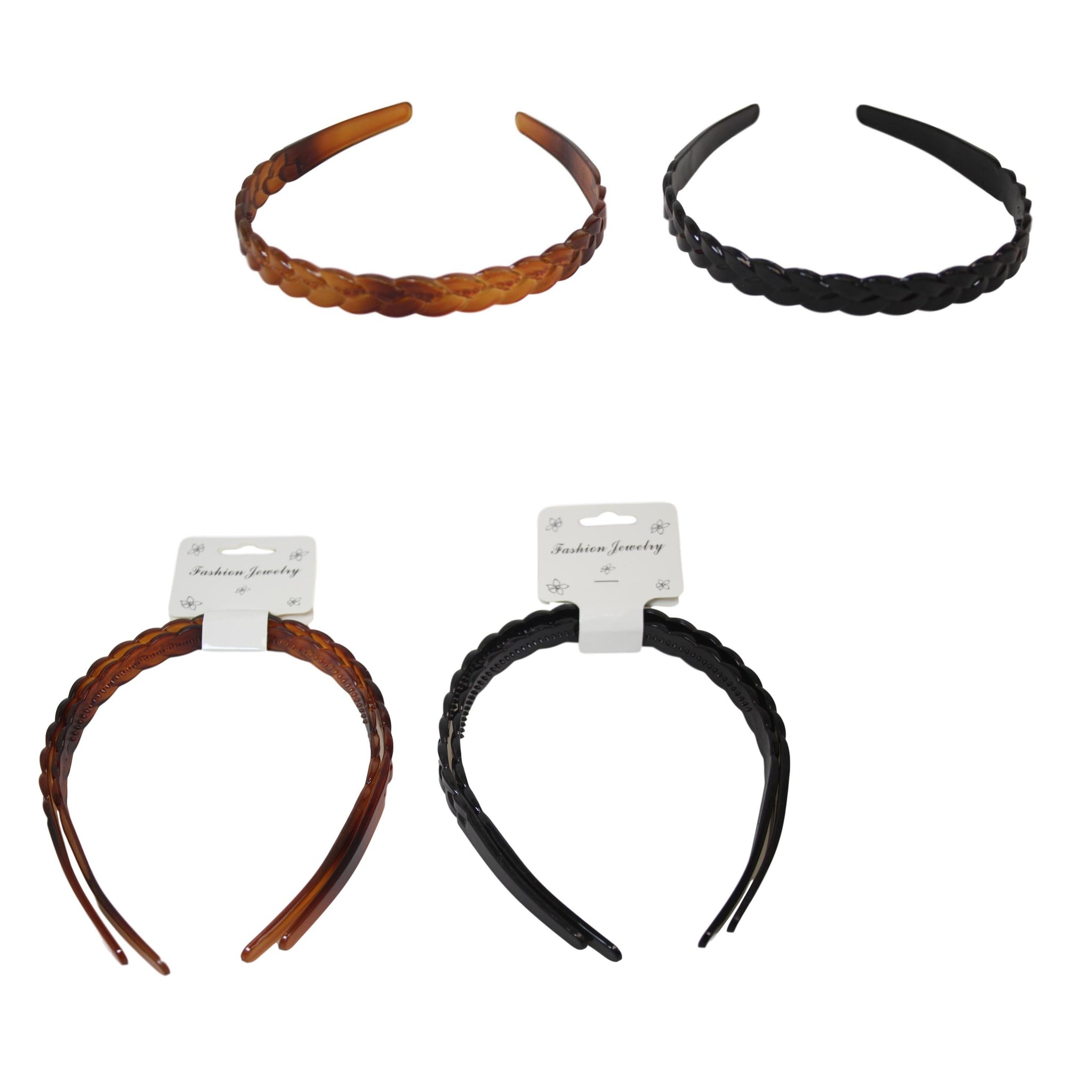 2 Pack Ladies Girls Wavy Headband Black/ Brown 1.3cm 6495 (Large Letter Rate)