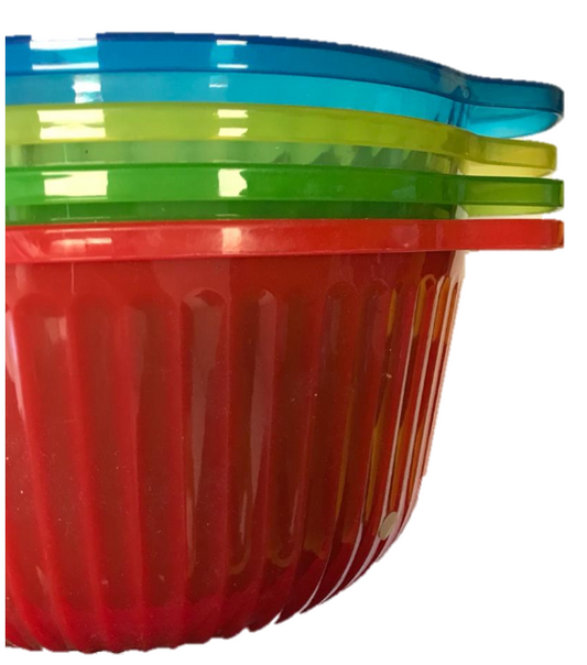 Plastic Bowl with Flat Handle 19 cm Assorted Colours 6801 (Parcel Rate)