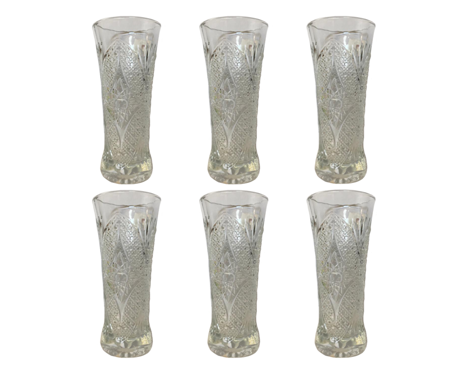 Small Half Pint Decorated Drinking Glass 15 x 7 cm Set of 6 Clear 7056 (Parcel Plus Rate)