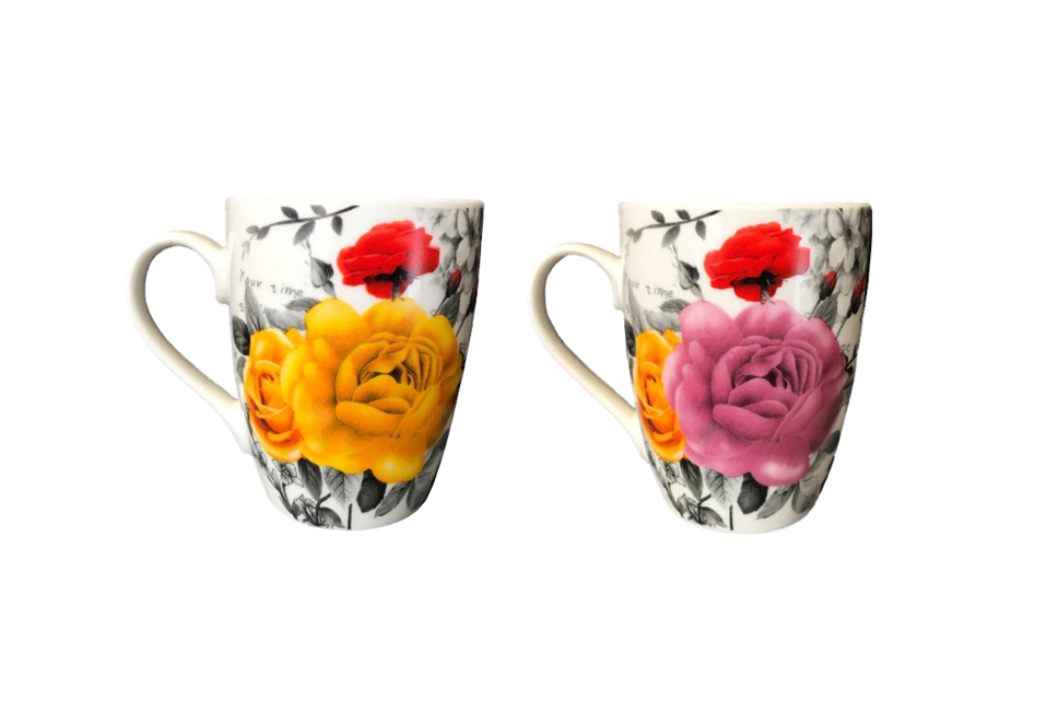 Floral Roses Tea Coffee Mug 10 x 8 cm Assorted Designs 7083 (Parcel Plus Rate)