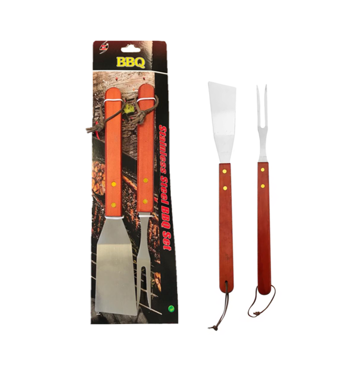 Metal BBQ Meat Carving Fork Spatula Set 33 cm 7191 (Parcel Rate)