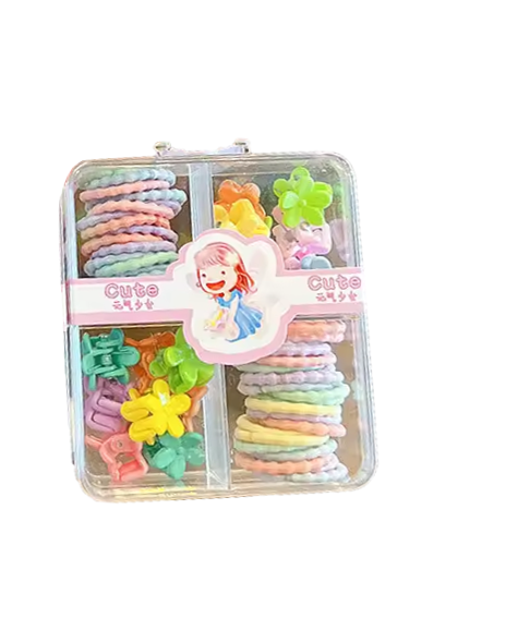 Children's Assorted Flower Hair Accessories Clips and Elastic Bands 1.5 - 2 cm Assorted Colours 7335 (Parcel Rate)