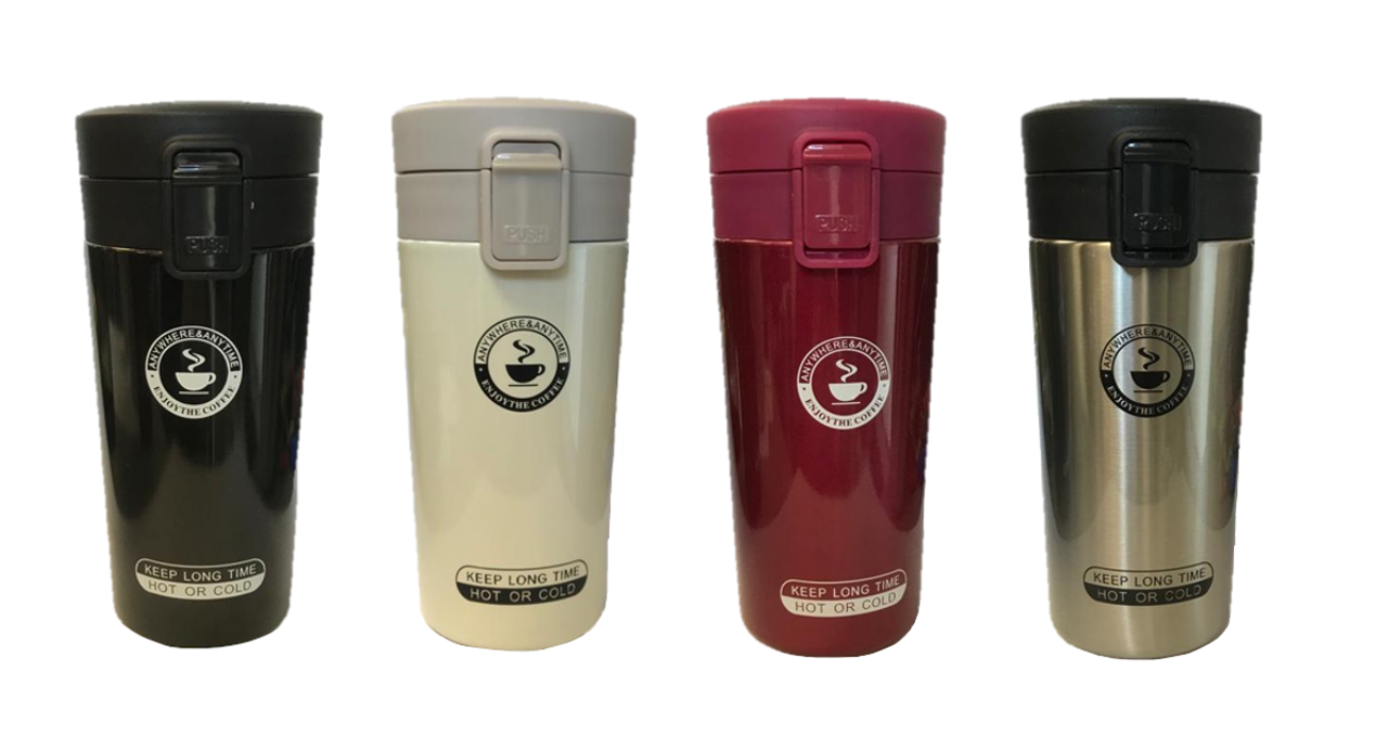 Stainless Steel Coffee Travel Cup Tumbler 380ml Assorted Colours 7395 (Parcel Rate)