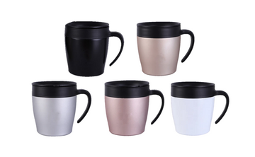 Stainless Steel Sipper Coffee Mug with Handle and Rubber Grip 10 x 10.5 cm Assorted Colours 7396 (Parcel Rate)