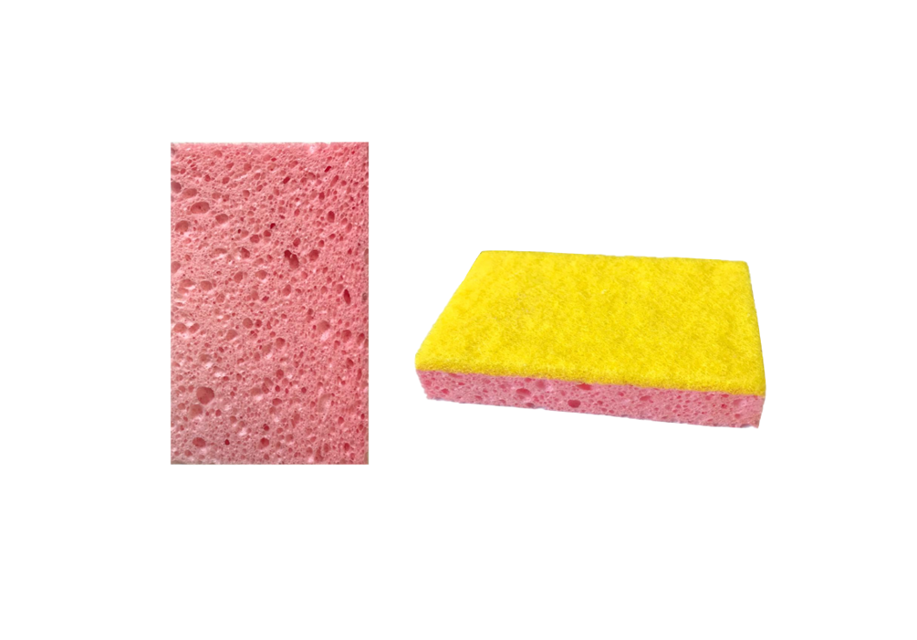 Wood Pulp Cotton Kitchen Cleaning Dish Scrubbing Sponge 11 x 7 x 1.9 cm Pack of 2 Assorted Colours 7429 (Parcel Rate)