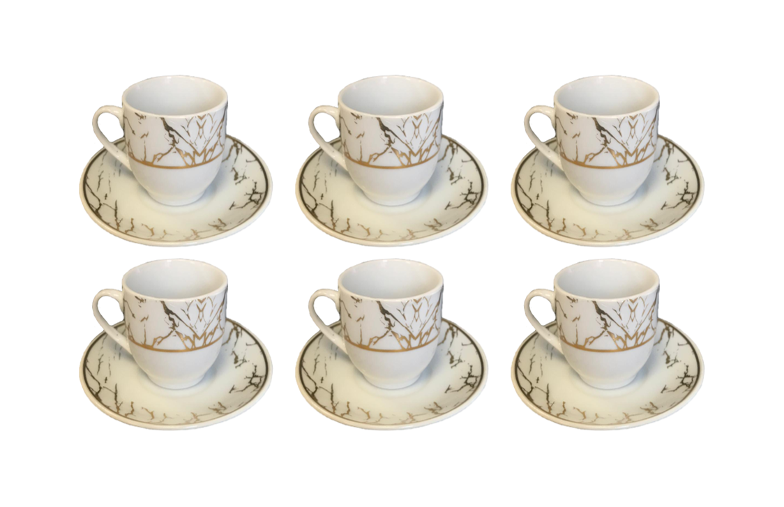 Coffee Espresso Cup Set with Saucers Set of 12 Assorted Designs 7522 (Parcel Plus Rate)