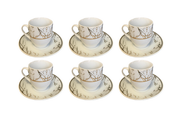 Coffee Espresso Cup Set with Saucers Set of 12 Assorted Designs 7522 (Parcel Plus Rate)