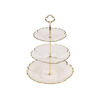 Transparent Plastic 3 Tiered Patisserie Afternoon High Tea Dessert Flower Petal Cake Stand 36 cm 7533 (Parcel Rate)