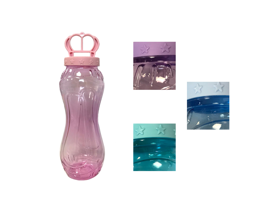 Plastic Water Bottle with Crown Cap Lid Design 19 x 6 cm Assorted Colours 7608 (Parcel Rate)