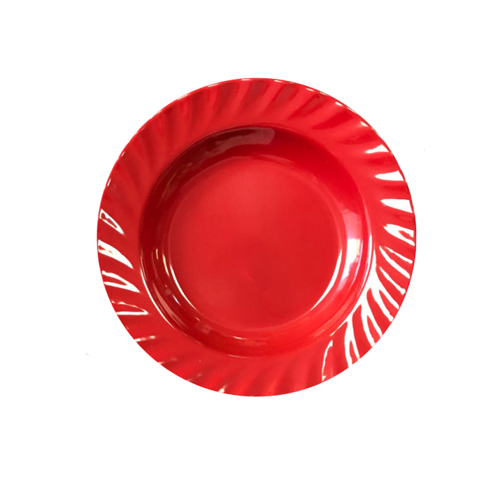 Plastic Dining Plate with Textured Rim 23 cm Red / Black 7645 (Parcel Rate)