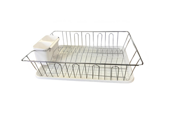 Plastic and Metal Dish Drainer Rack with Drip Tray 44 x 34.5 x 10 cm 7668 (Parcel Rate)