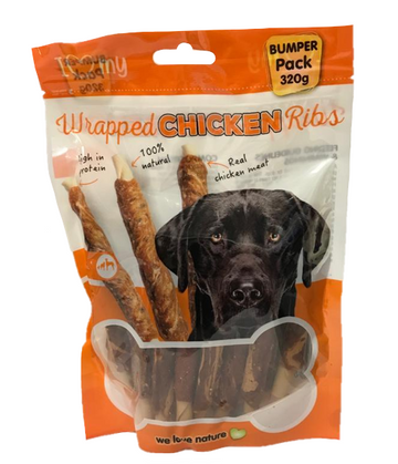 Pet Dog Treats Wrapped Chicken Ribs 320g 77169 (Parcel Rate)