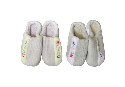 Indoor Fuzzy House Slippers with Dream Design Assorted Sizes and Colours 7747 (Parcel Rate)