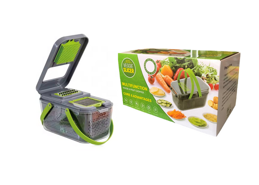 Plastic Multifunction Vegetable and Fruit Chopper Slicer Dicer Box 13.5 x 24 x 13 cm Set of 15  7798 (Parcel Rate)