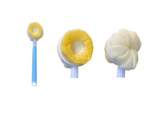 Double Sided Bath Shower Body Scrubbing Brush with Extendable Handle 31 / 38cm Assorted Colours 7817 (Parcel Rate)