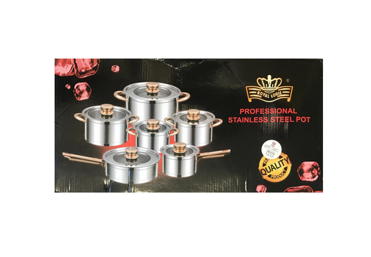 Stainless Steel Pan / Pot Set of 12 7821 (Big Parcel Rate)