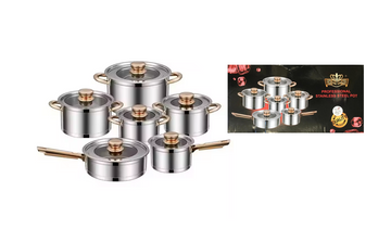 Stainless Steel Pan / Pot Set of 12 7821 (Big Parcel Rate)