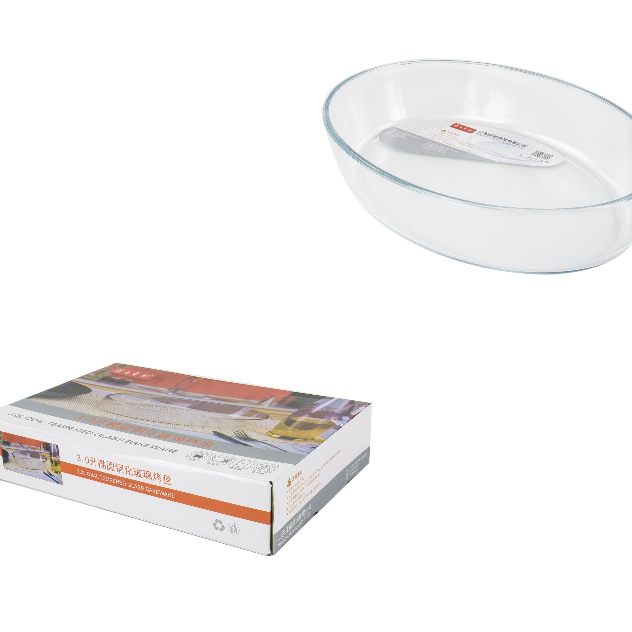 Glassware Roaster Tempered Oval Baking Cooking Tray Dish 3 Litre 35 x 24 x 6.5cm 8039 (Parcel Rate)