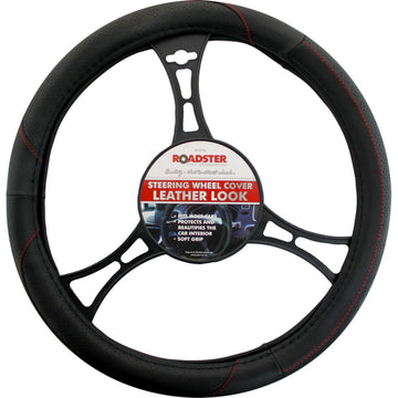 Steering Wheel Cover Leather Look Red Line 81270C (Parcel Rate)