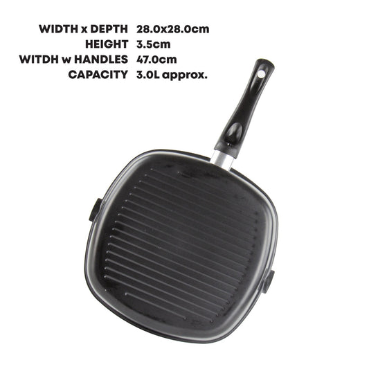 SQ Professional Ultimate Carbon Steel Non Stick Grill Pan Square 28 cm 8541 A (Parcel Rate)