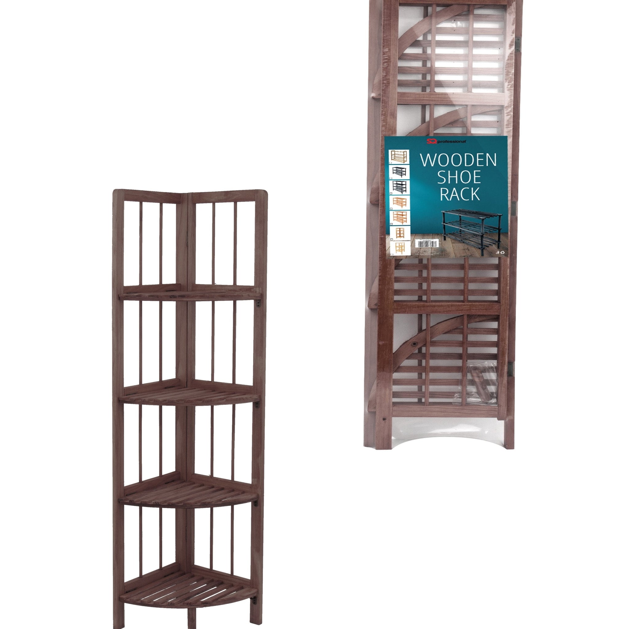 4 Tier Coffee Wooden Corner Rack Multipurpose Use Wooden Rack 28 x 26 x 110cm 8787 (Parcel Rate)