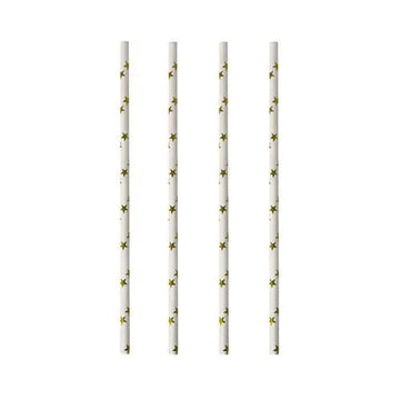 Paper Straws Gold Stars Pattern Pack of 25 20 cm 88025 (Parcel Rate)p