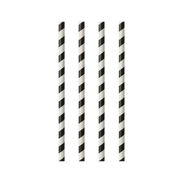 Paper Straws Black White Stripes Pack of 25 20 cm 88027 (Parcel Rate)p