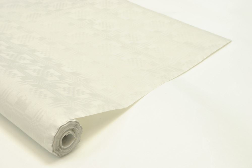 Eco Disposable Paper Table Banquet Roll White Damask 25 x 1.2m 895002 (Big Parcel Rate)