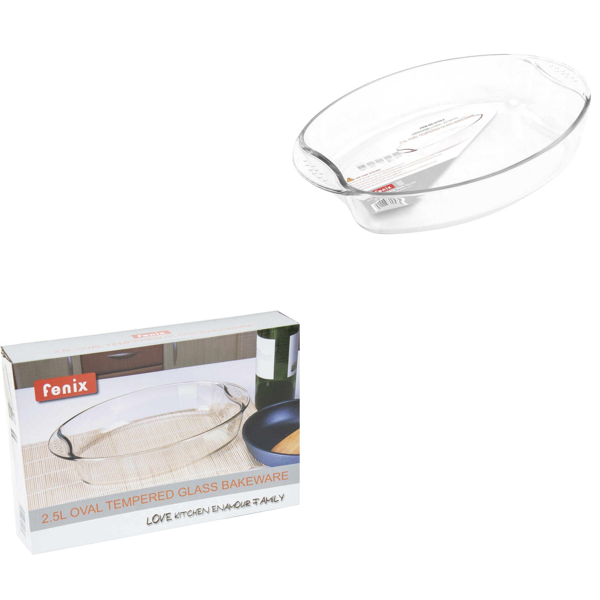 Oval Glass Kitchen Baking Roaster Cooking Oval Dish Tempered Glass 32 x 26 x 6.5cm 8968 (Parcel Rate)