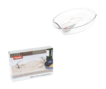 Oval Glass Kitchen Baking Roaster Cooking Oval Dish Tempered Glass 32 x 26 x 6.5cm 8968 (Parcel Rate)