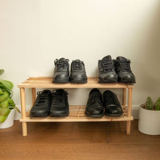 Wooden Shoe Storage Rack 2 Tier 63 x 26.5 x 29.5cm Walnut 8782 / 9919 (Parcel Rate)