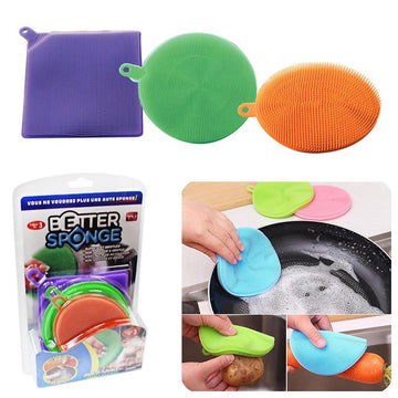 Hot Better Silicone Dishwashing Sponge Pack of 3 5030 (Parcel Rate)