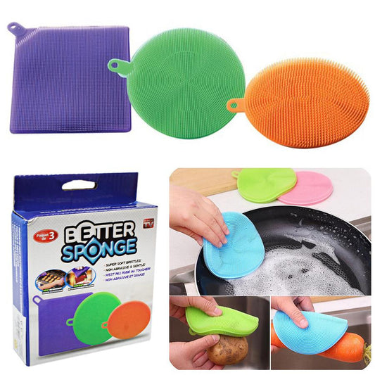 Hot Better Silicone Dishwashing Sponge Pack of 3 5030 (Parcel Rate)