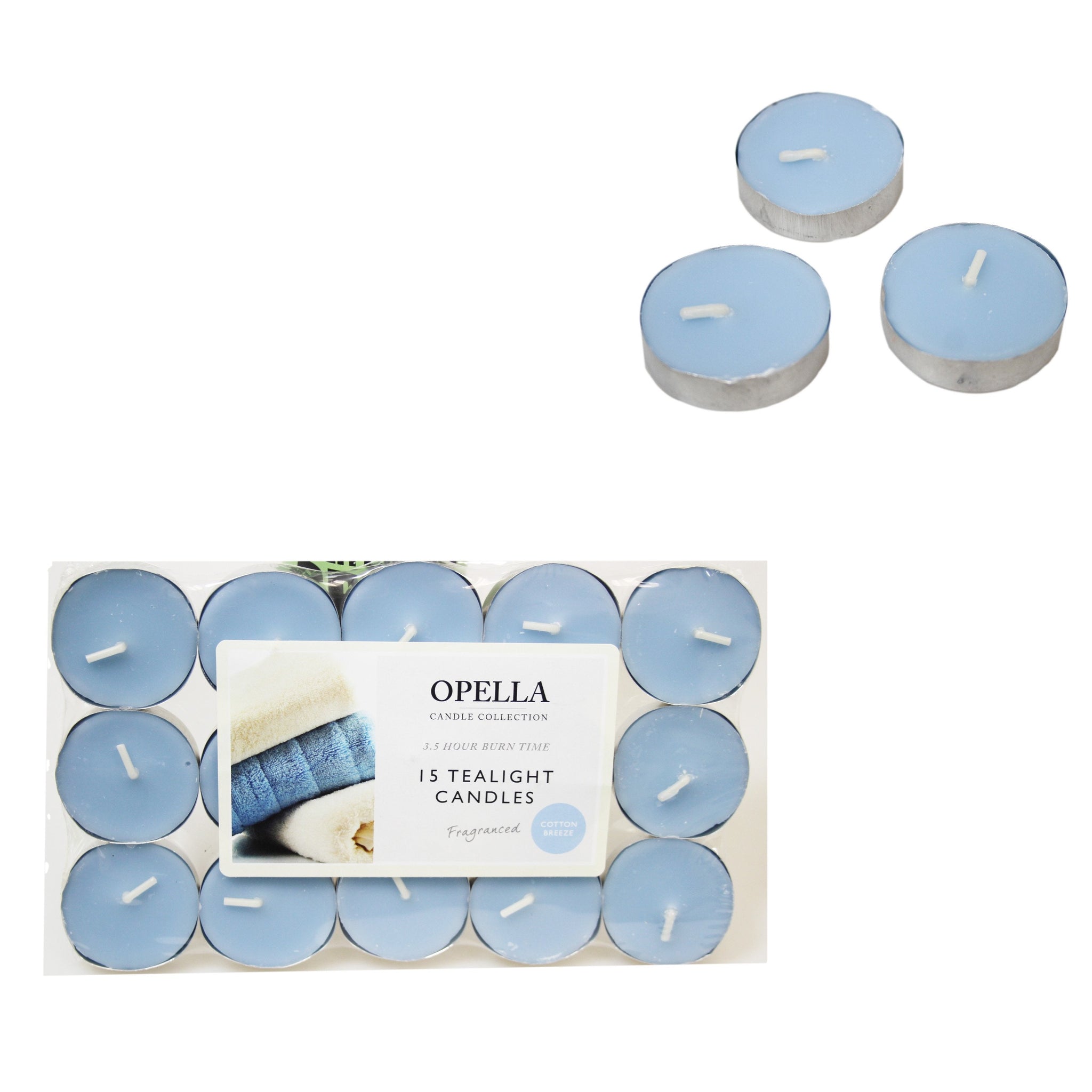 Beautifully Scented Opella Cotton Breeze 12 Tealight Candles 3.5 Hour Burn Time CD001C (Parcel Rate)