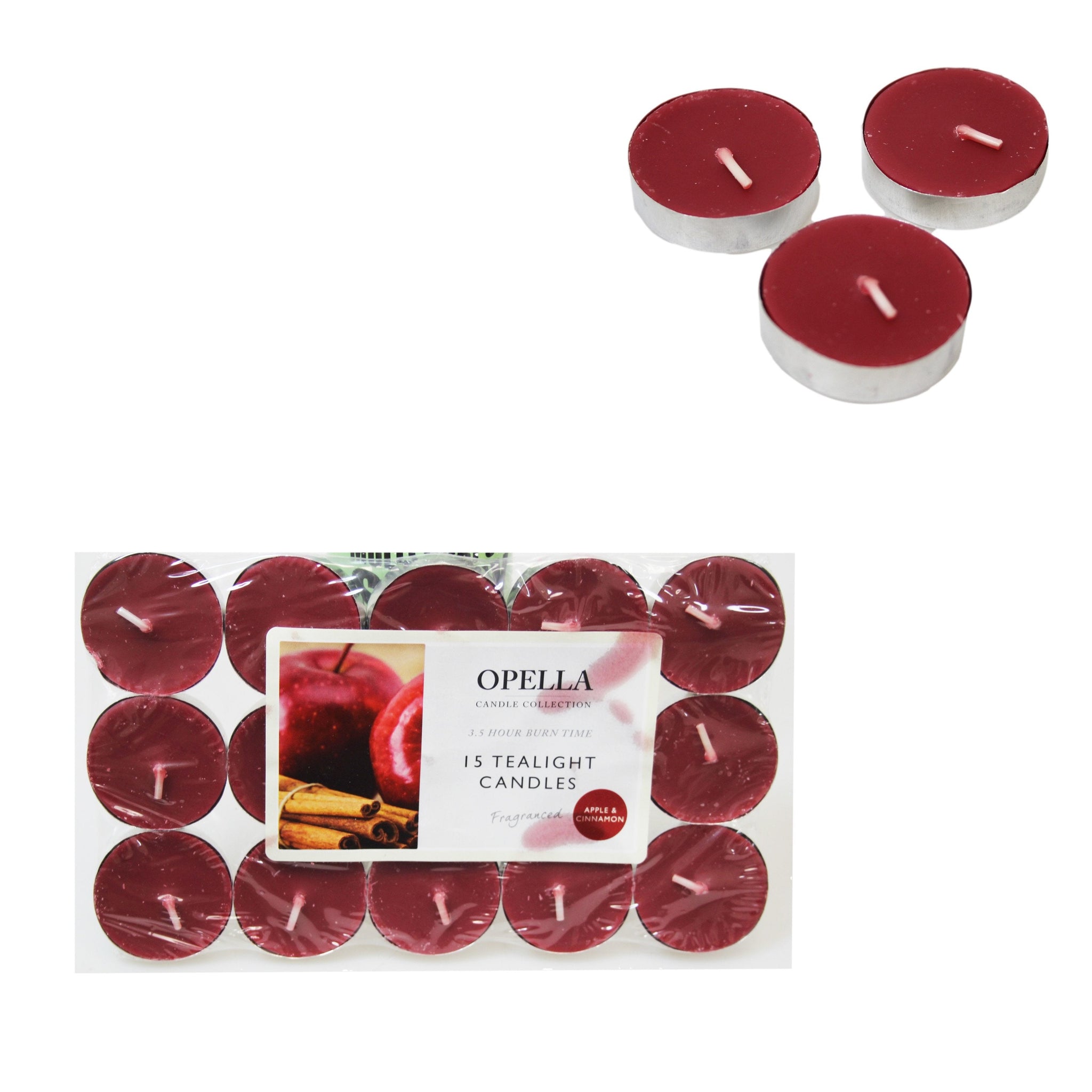 Beautifully Scented Opella Apple and Cinnamon 12 Tealight Candles 3.5 Hour Burn Time CD001A (Parcel Rate)