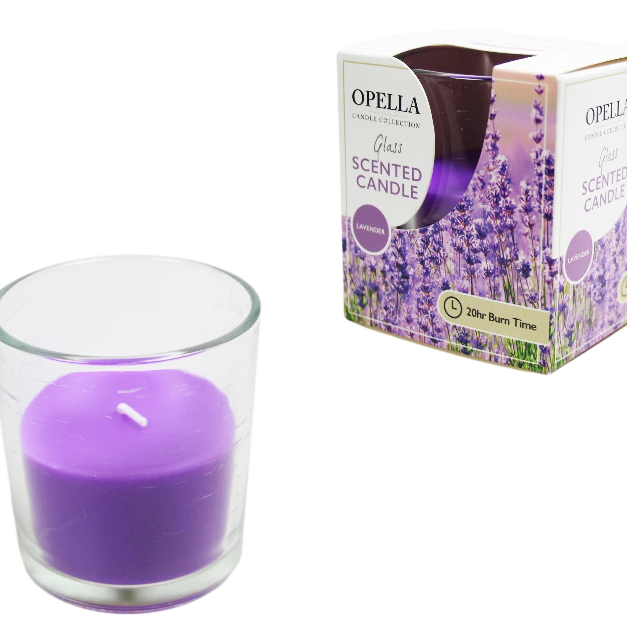 Opella Scented Candle In Glass Jar Lavender Fragrance 5 x 6.5 cm CDJARL (Parcel Rate)