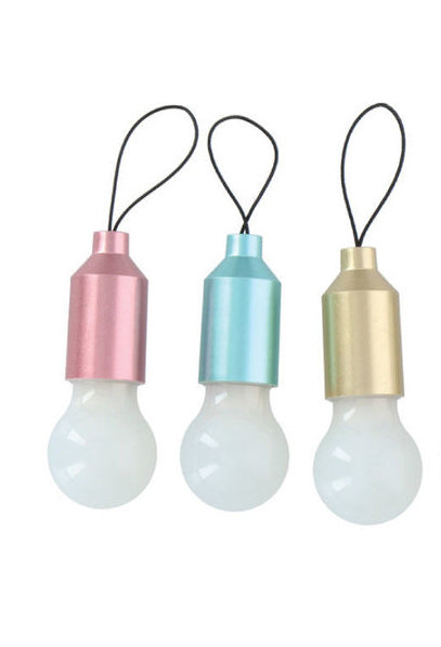 Small LED Light Bulb Shape Keyring Pull Switch 5.5cm Assorted Colours 9982 (Parcel Rate)