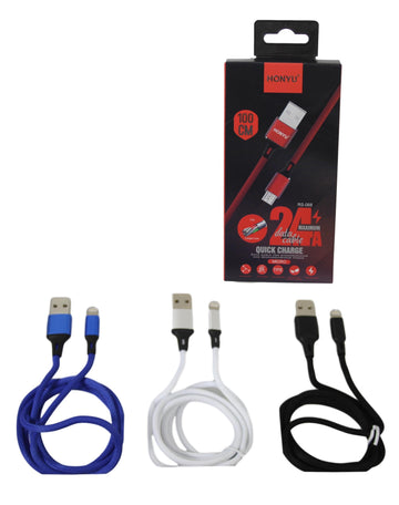 Honyu Phone Charger Cable Micro USB 100cm Assorted Colours 5481 (Parcel Rate)