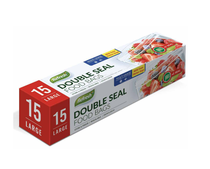 Large Double Seal Press Food Storage Bags 25 x 25 cm Pack of 15 FDPR2 (Parcel Rate)