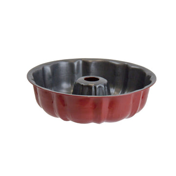 Round Ring Bundt Cake Baking Tin Mould 24 cm Red 6093 (Parcel Rate)p