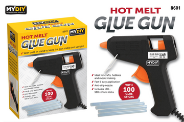 Hot Melt Glue Gun With Anti Drip Nozzle Inc 100 Glue Sticks 8601 (Parcel Rate)