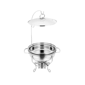 SQ Round Banquet Buffet Chafing Dish with Glass Lid 3.5L 10851 (Big Parcel Rate)