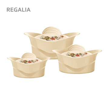 SQ Professional Regalia Insulated Casserole Set of 3 Beige 5000-8000-10000ml 6552 (Big Parcel Rate)