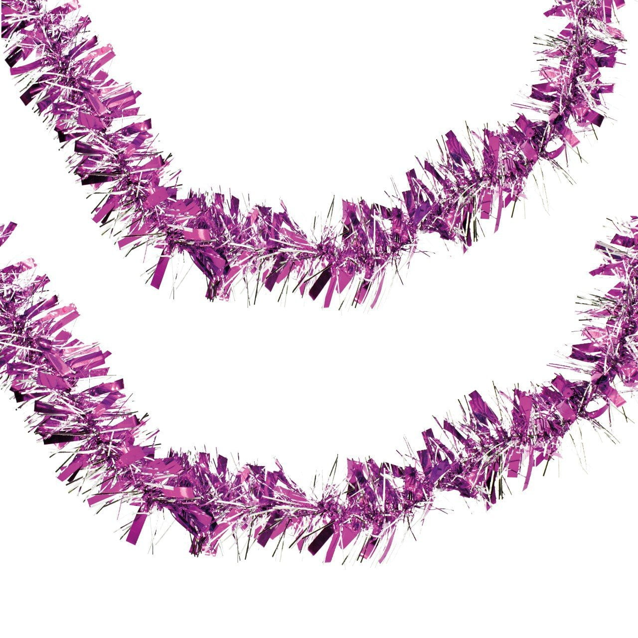 Christmas Tinsel Silver Thread Garland Pink 2 Metre T103/6525 (Large Letter Rate)