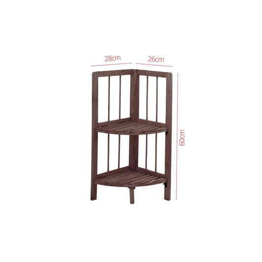 2 Tier Coffee Wooden Corner Rack Multipurpose Use Wooden Rack 28 x 26 x 60cm 8791 (Parcel Rate)