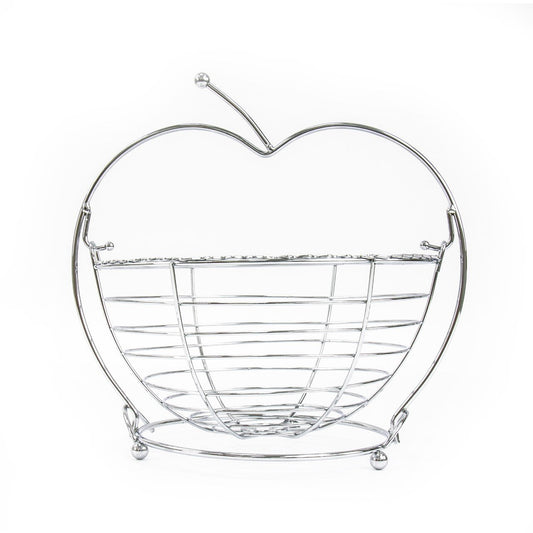 Durable Chrome Metal Swinging Fruit Basket Apples Design 25 x 30.5 x 27cm 1546 (Parcel Rate)