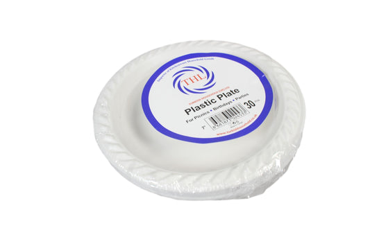 7" Disposable White Plastic Plate Pack of 25 THL2453 (Parcel Rate)