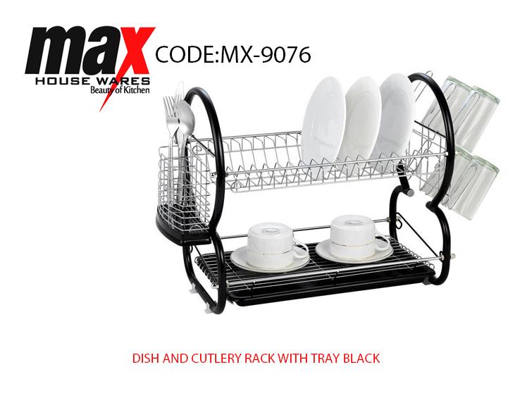 Dish Drainer Cutlery Rack with Drip Tray Black MX9076 (Parcel Rate)